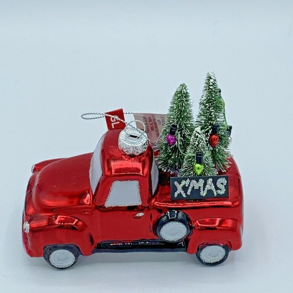 Red Truck Glass Tree Christmas Ornament Ashland NEW - Picture 10 of 13